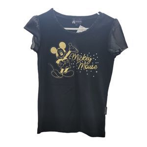 DISNEY Vintage Rare Hong Kong Embrodered Rhinestone Mickey Mouse Blouse Size S